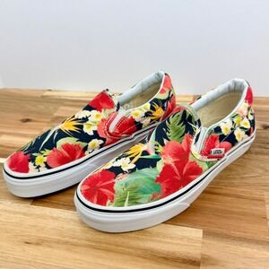 Vans Slip On Tropical Floral‎ Print Canvas Shoes Womens 6.5 Mens 5